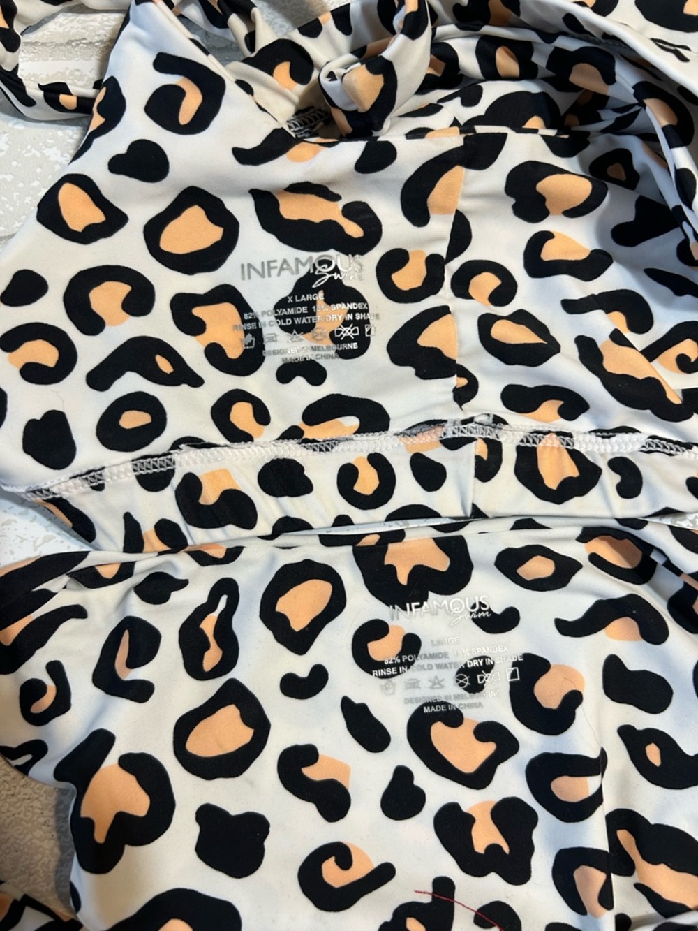 Infamous Leopard Print Bikini Set in Cream, Black & Tan large/x-large - Picture 4 of 4